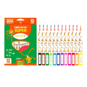 Lápis Super Jumbo 12 Cores Com Apontador - Leo E Leo