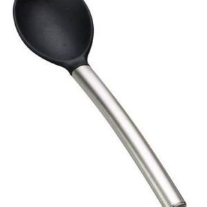 Colher De Silicone Preta Com Cabo Em Inox - Em Casa Tem