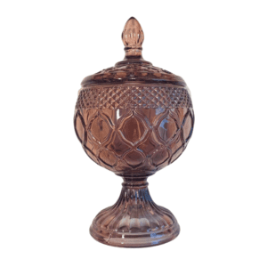 Potiche de Cristal Decorativo com Tampa Âmbar 8x15cm - D&A