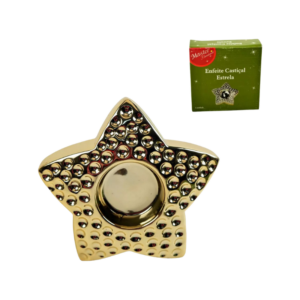 Castiçal Estrela Natalina Metalizada - Master Christmas