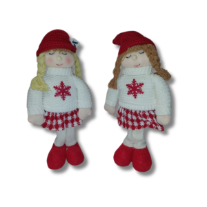 Boneca Natalina De Pé Loira E Morena 45cm - Florarte