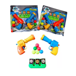 Pistola Lança Bola Com Alvo 9 Peças Colorido - 99 Toys