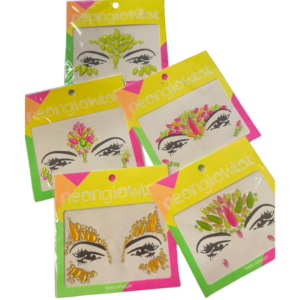 Adesivo Facial de Pedrarias Neons de Carnaval - Neonglowtat